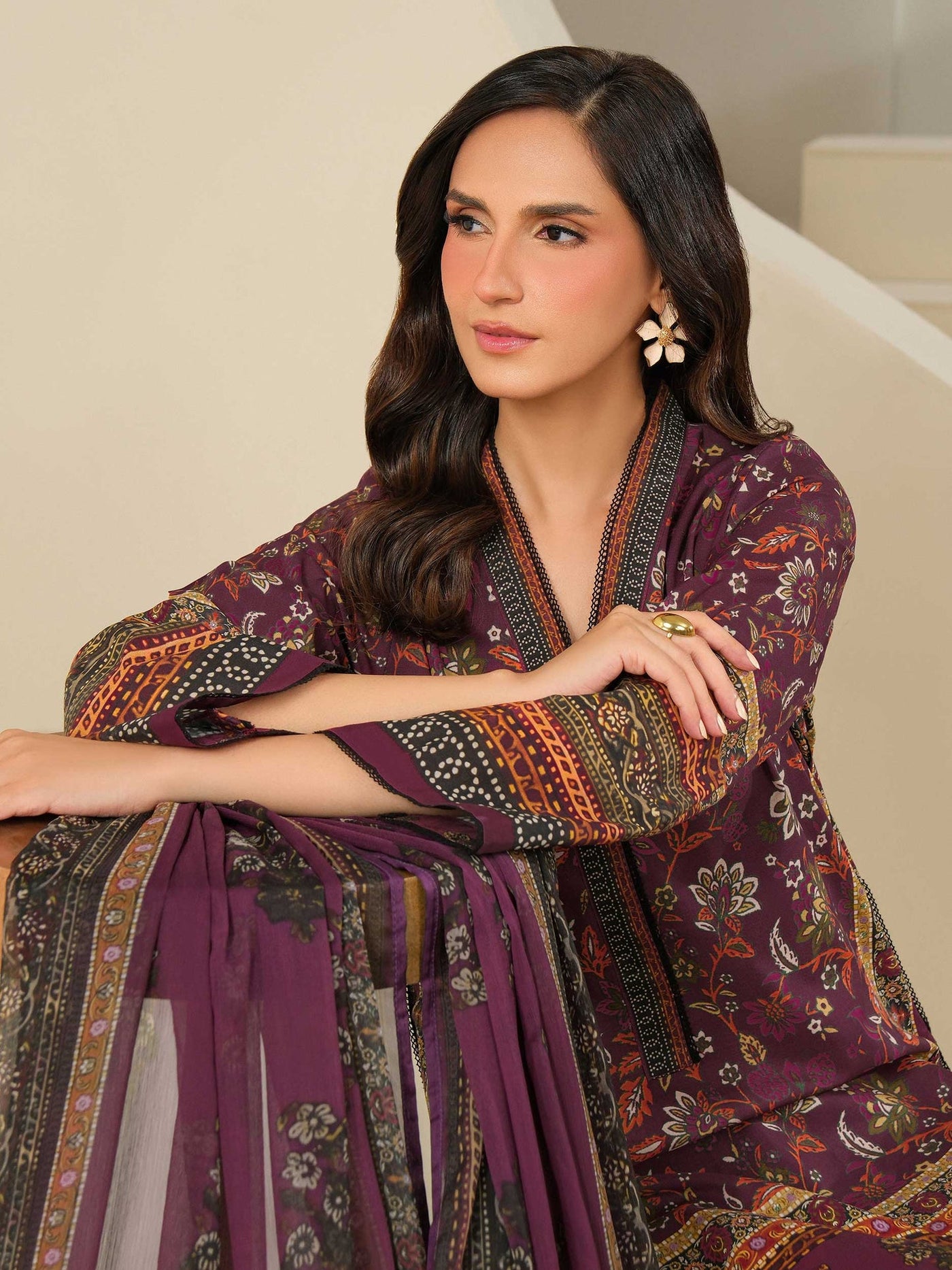 3 Piece Cambric Suit-Printed (Unstitched)