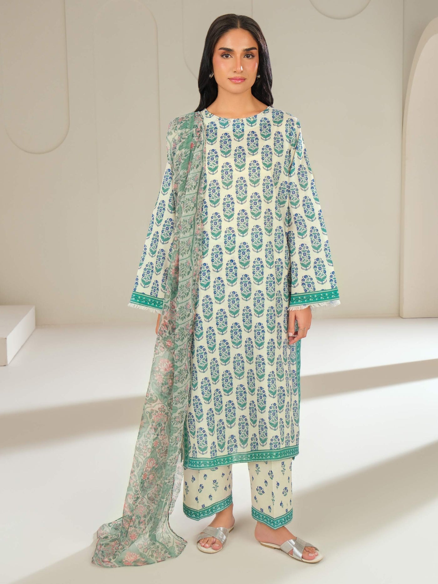 3 Piece Cambric Suit-Printed (Unstitched)