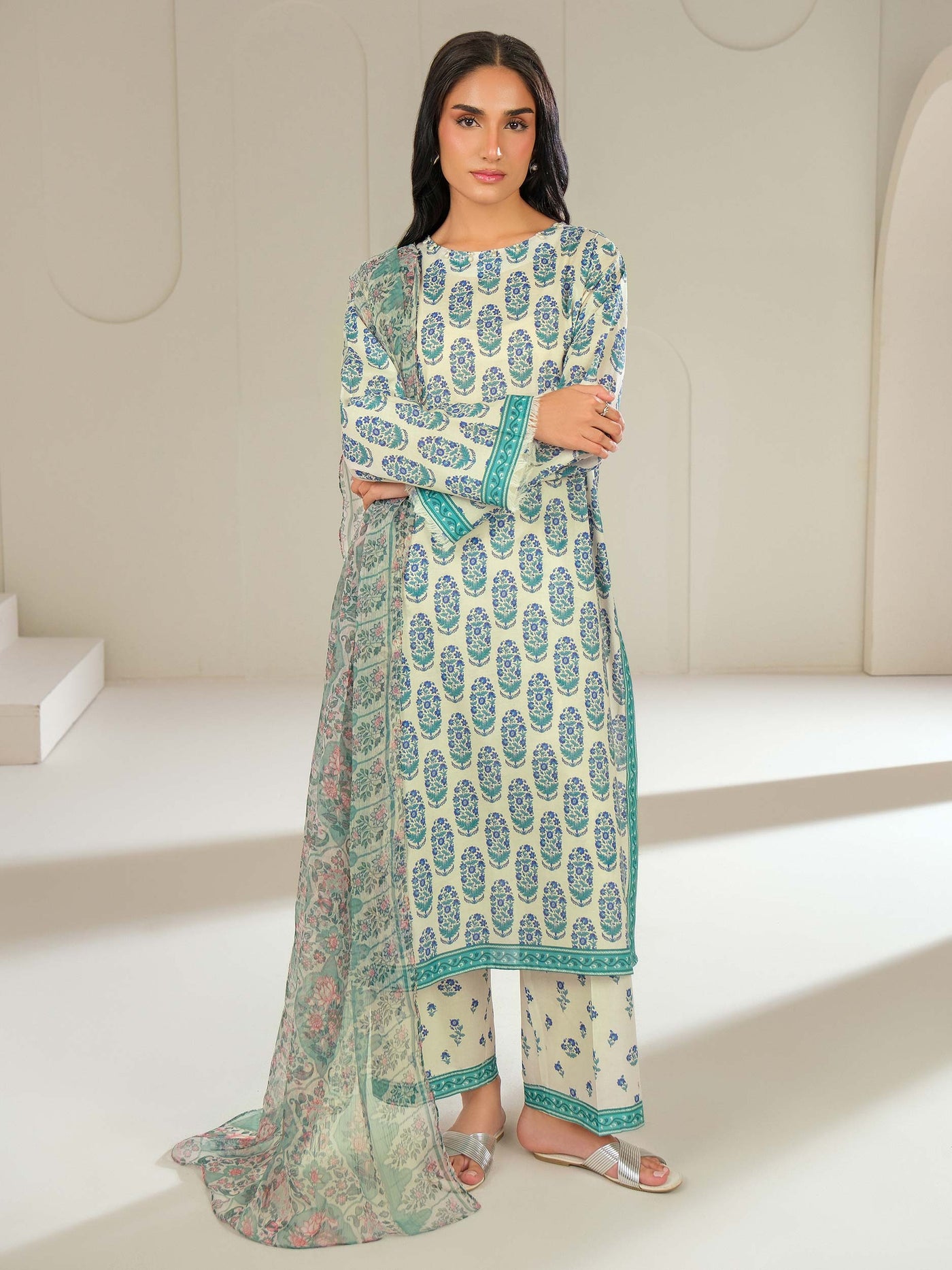 3 Piece Cambric Suit-Printed (Unstitched)