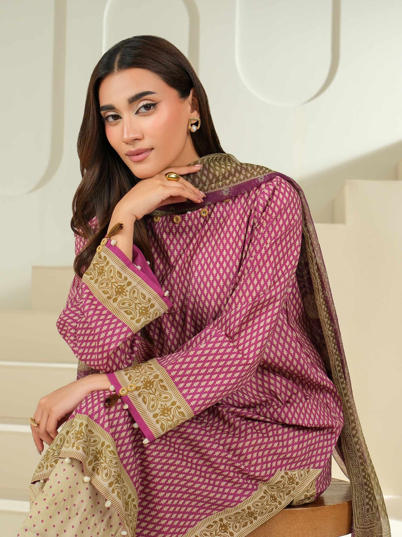 3 Piece Cambric Suit-Printed (Unstitched)