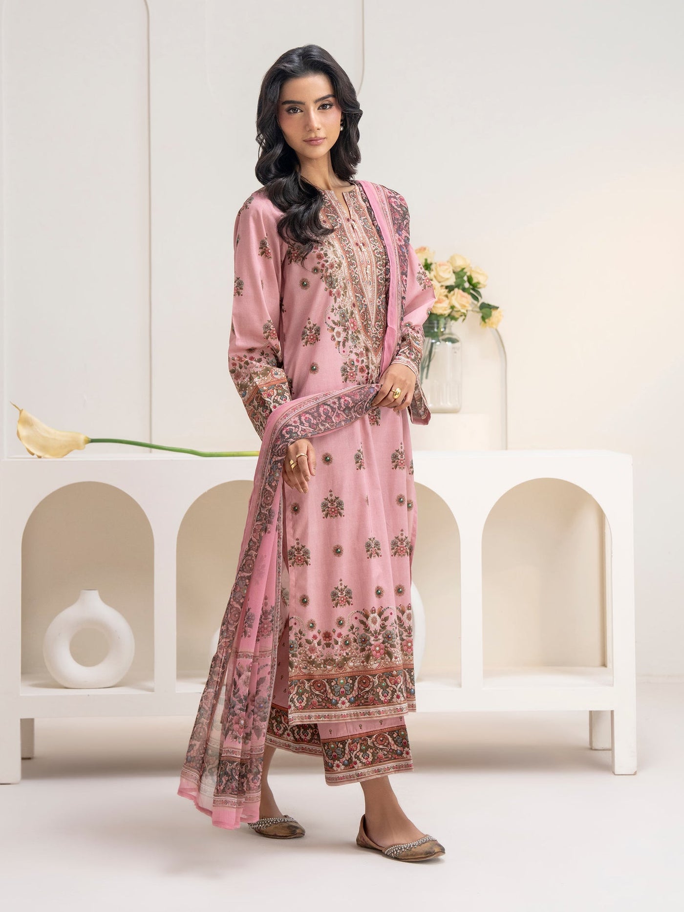 3 Piece Cambric Suit-Printed (Unstitched)