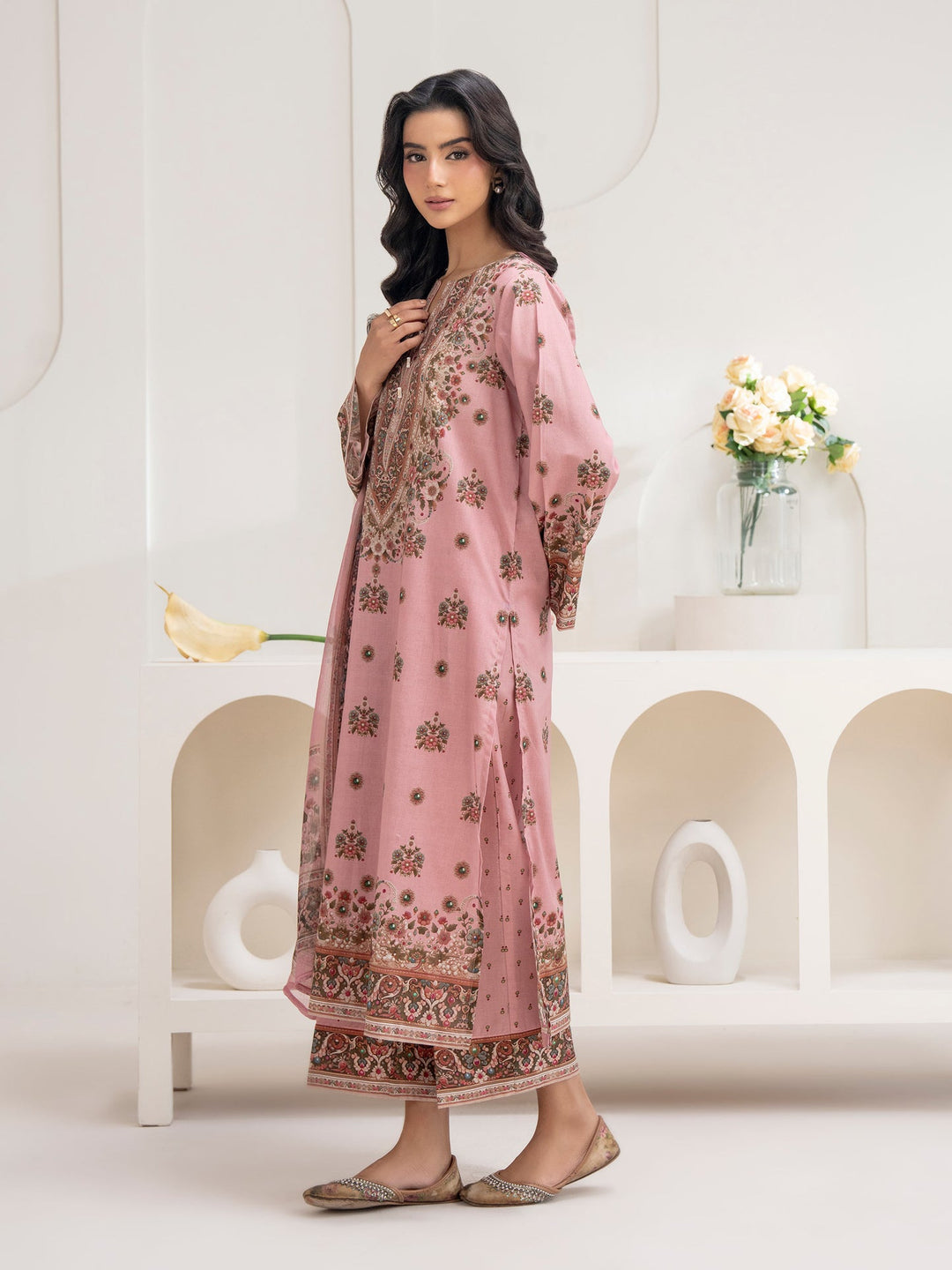 3 Piece Cambric Suit-Printed (Unstitched)