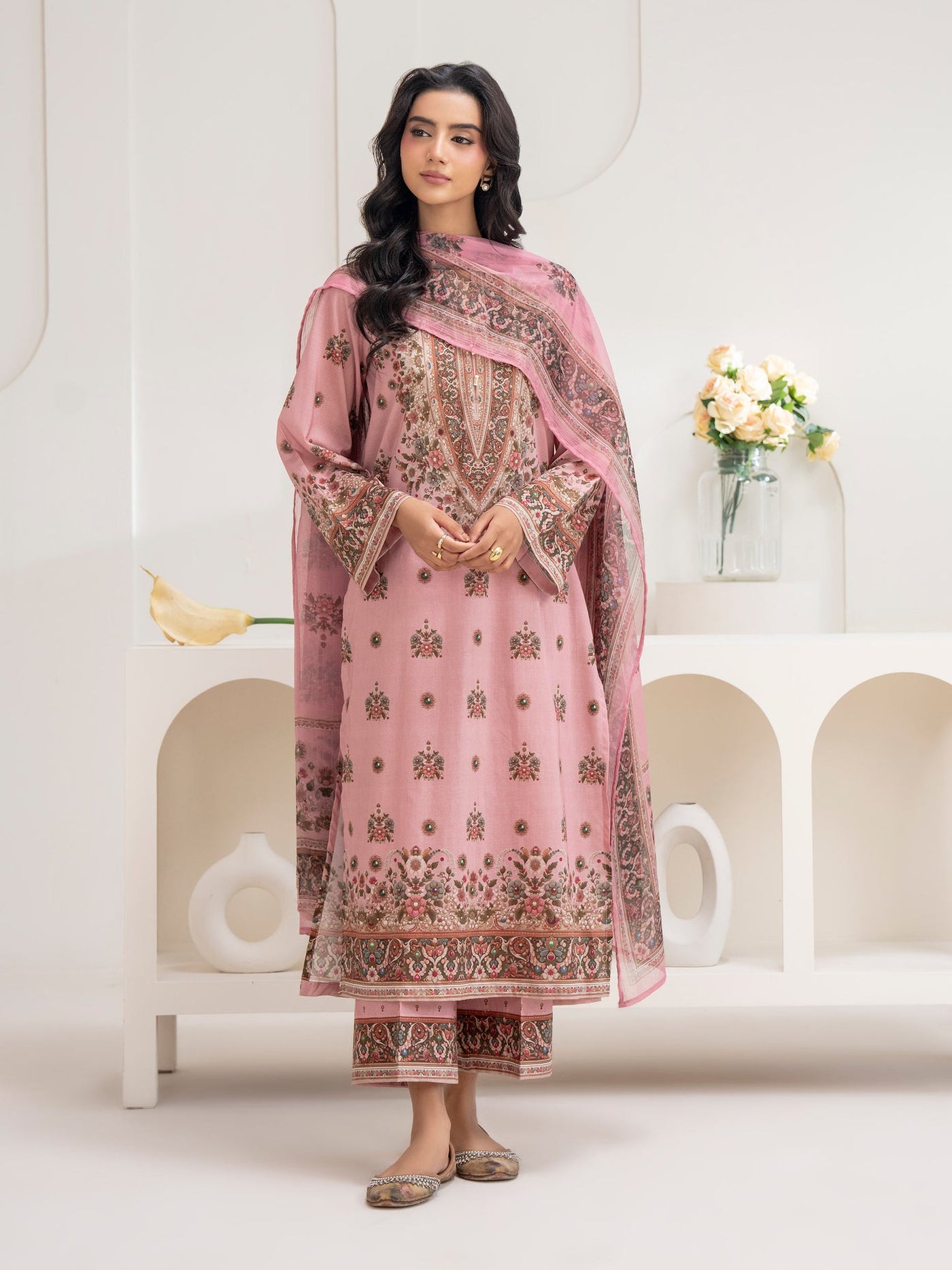 3 Piece Cambric Suit-Printed (Unstitched)