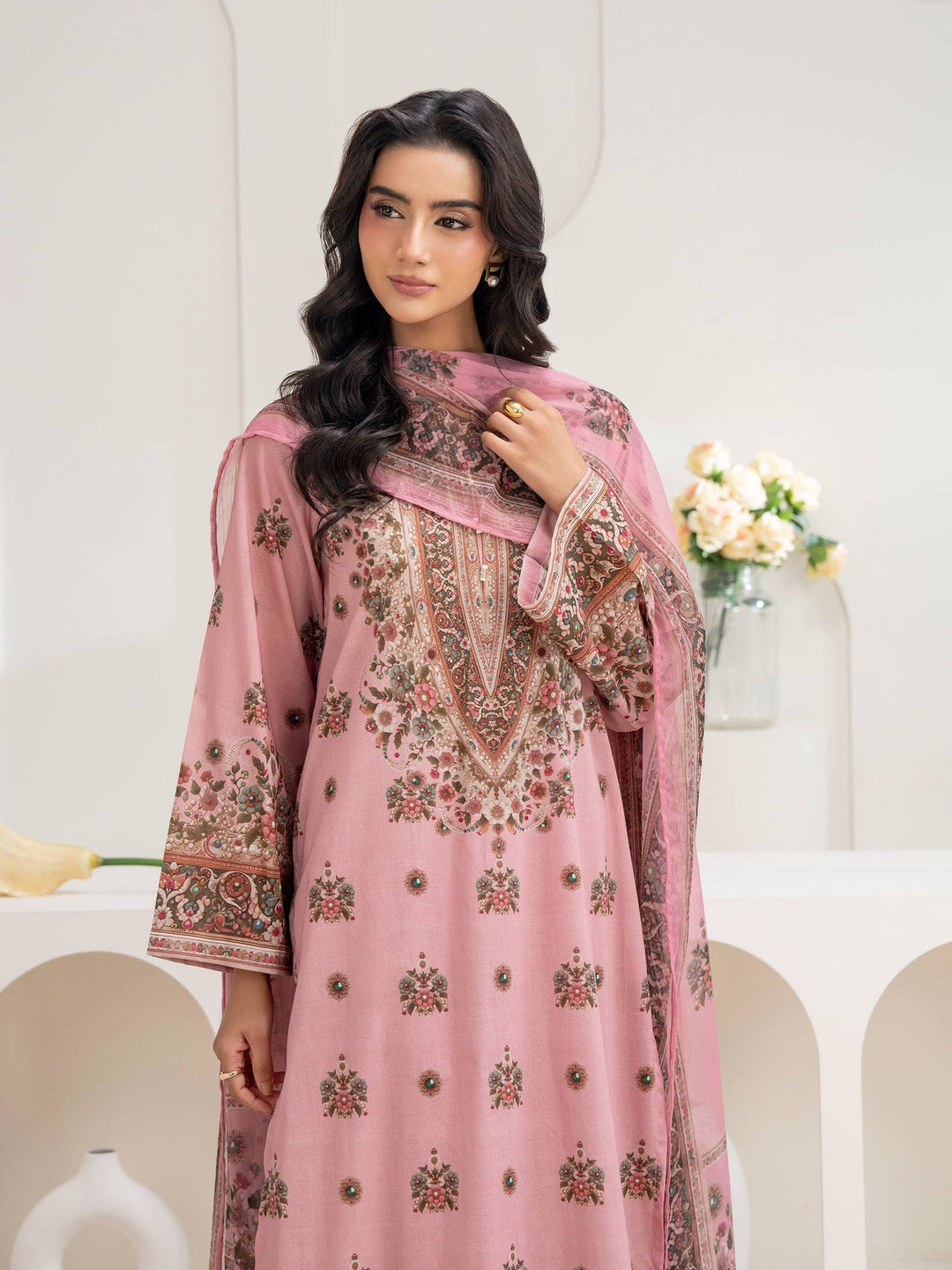 3 Piece Cambric Suit-Printed (Unstitched)
