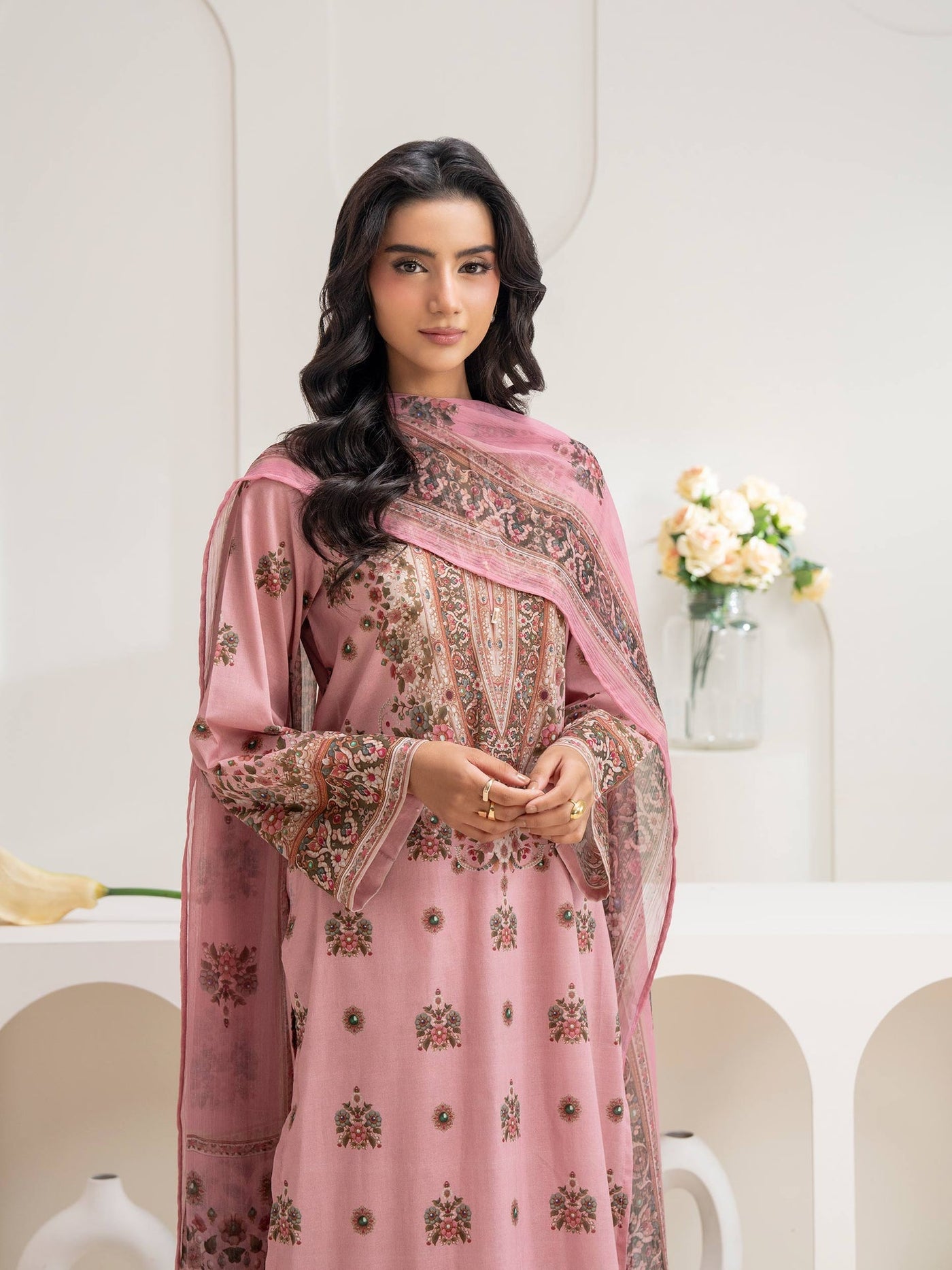 3 Piece Cambric Suit-Printed (Unstitched)