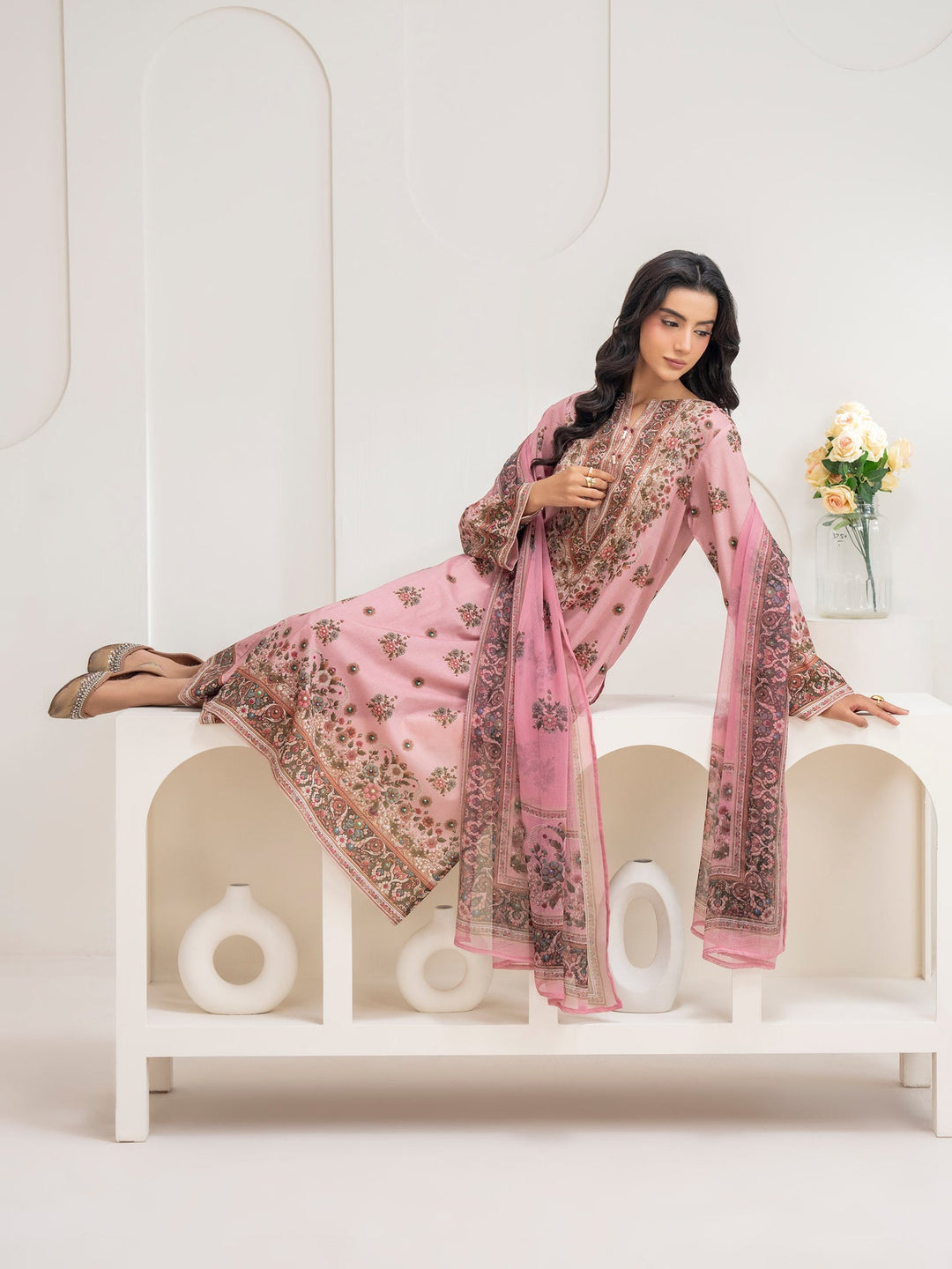 3 Piece Cambric Suit-Printed (Unstitched)