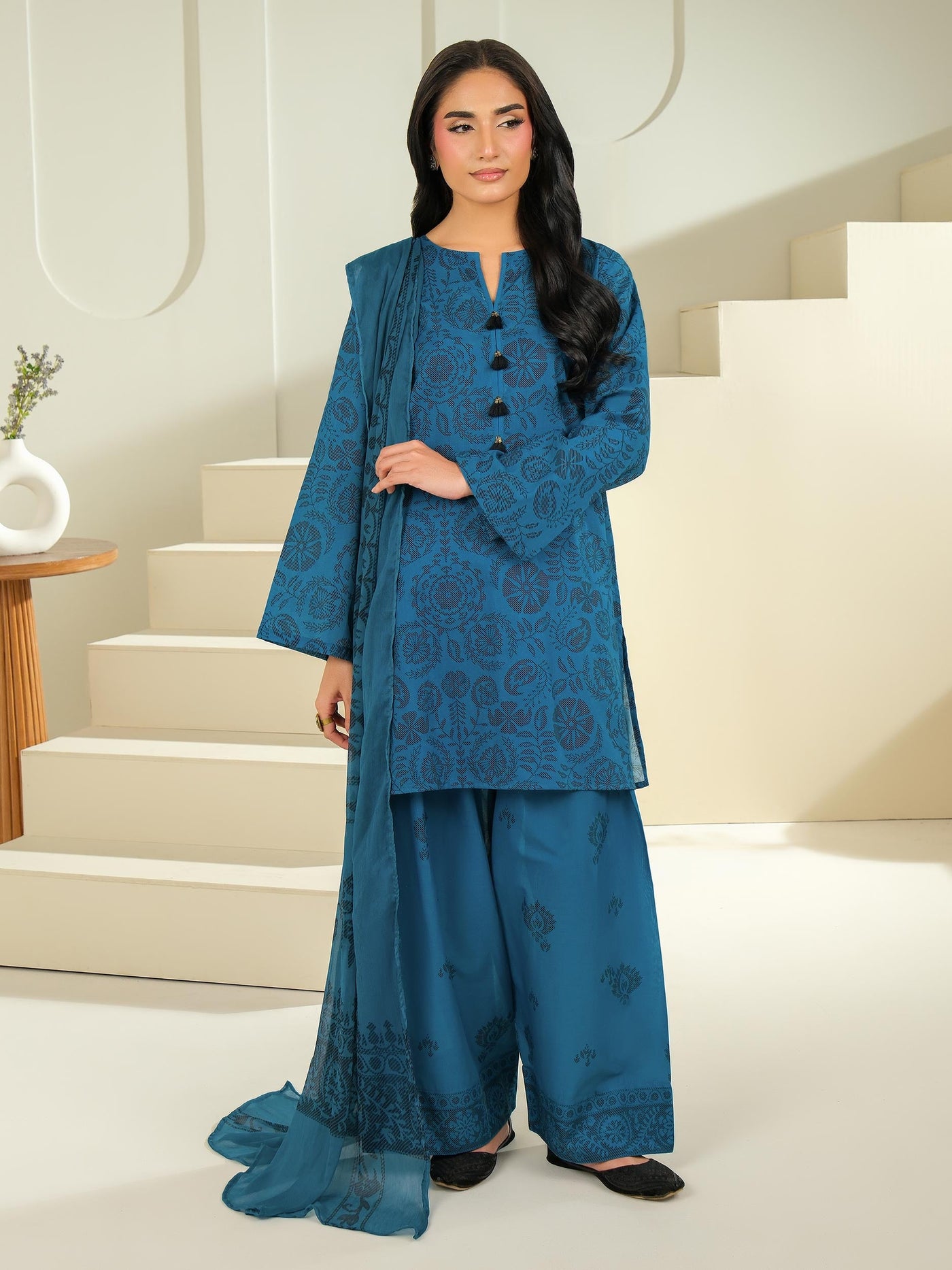 3 Piece Cambric Suit-Printed (Unstitched)