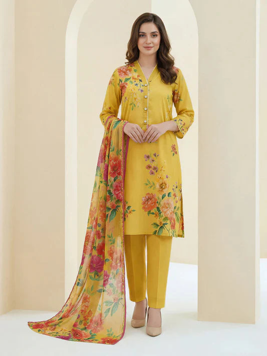 3 Piece Cambric Suit-Printed