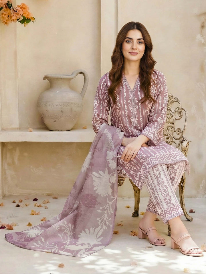 3 Piece Lawn Suit- Printed (Unstitched)