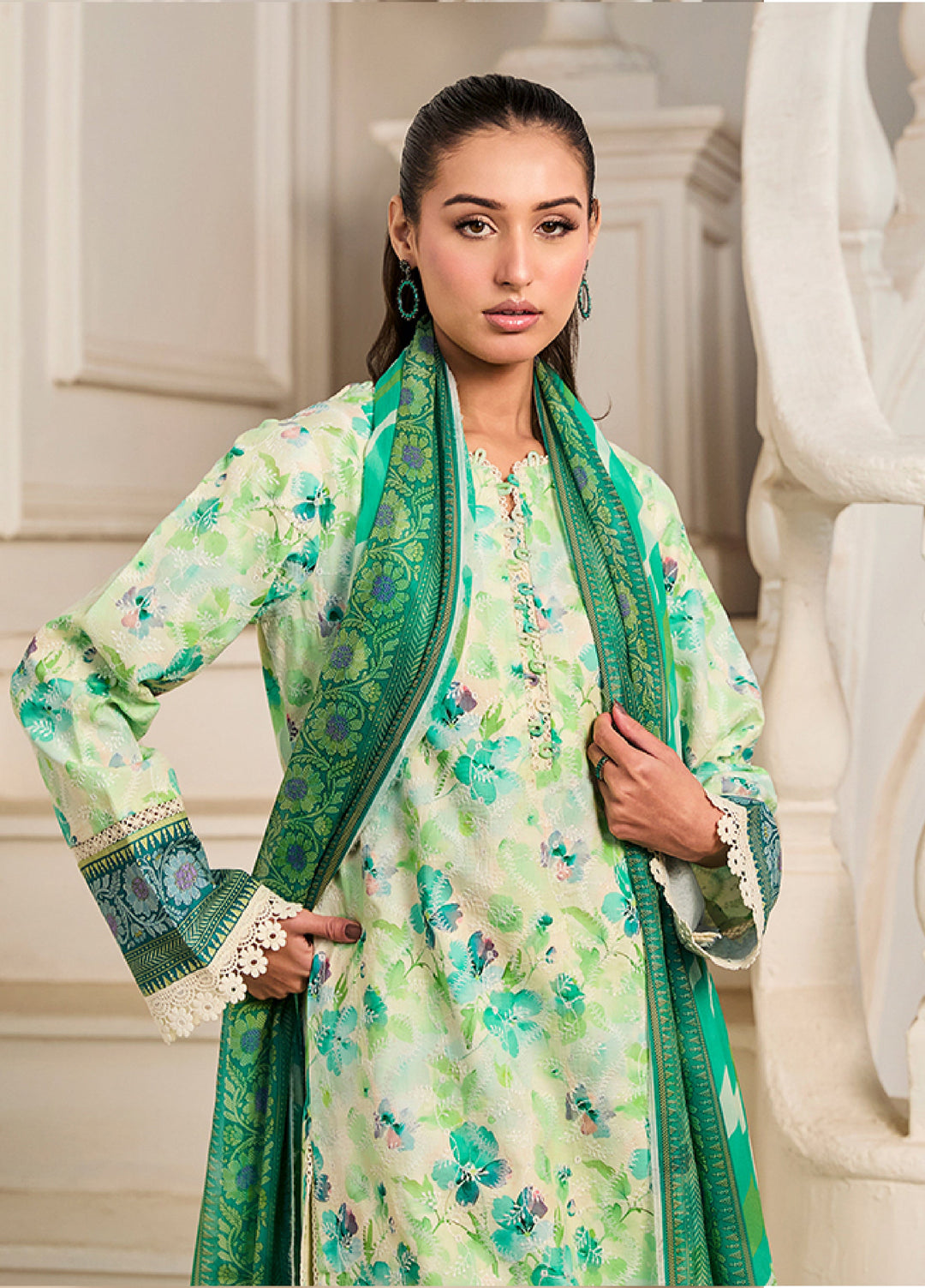 Chikenkari Print Lawn 3 Piece