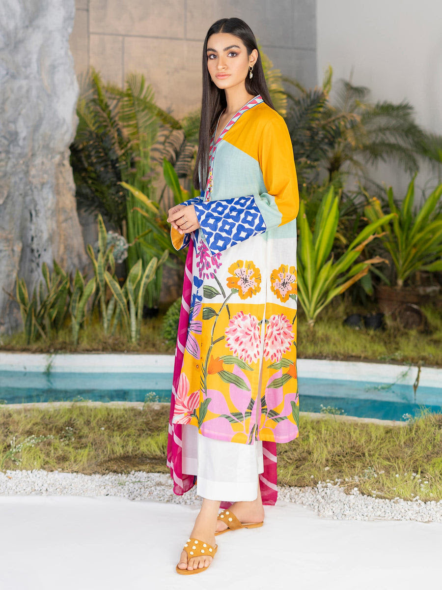 Limelight ||Lawn Shirt & Silk Dupatta