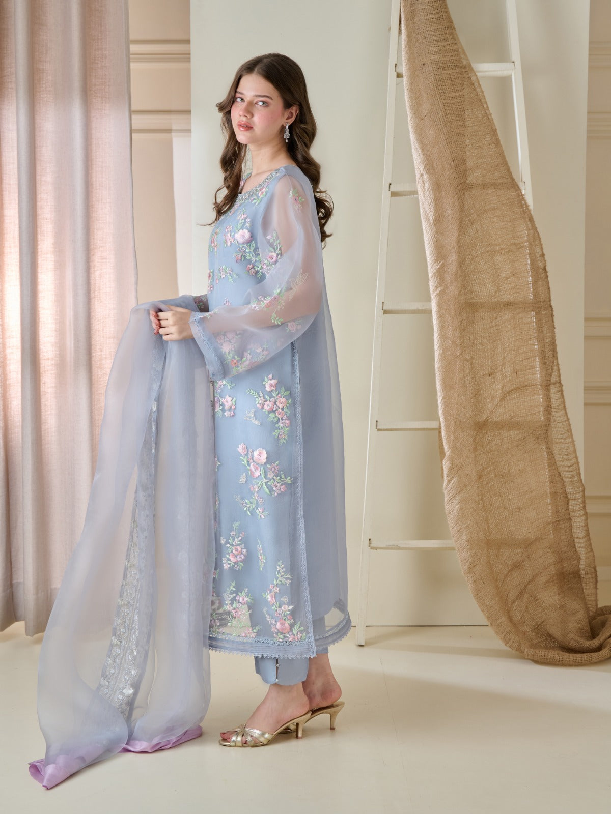 aghanoor || 3 Piece - Pure Organza Embroidered Suit S110173