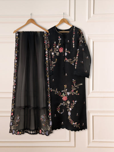 3 Piece- Pure Organza Embroidered Suit