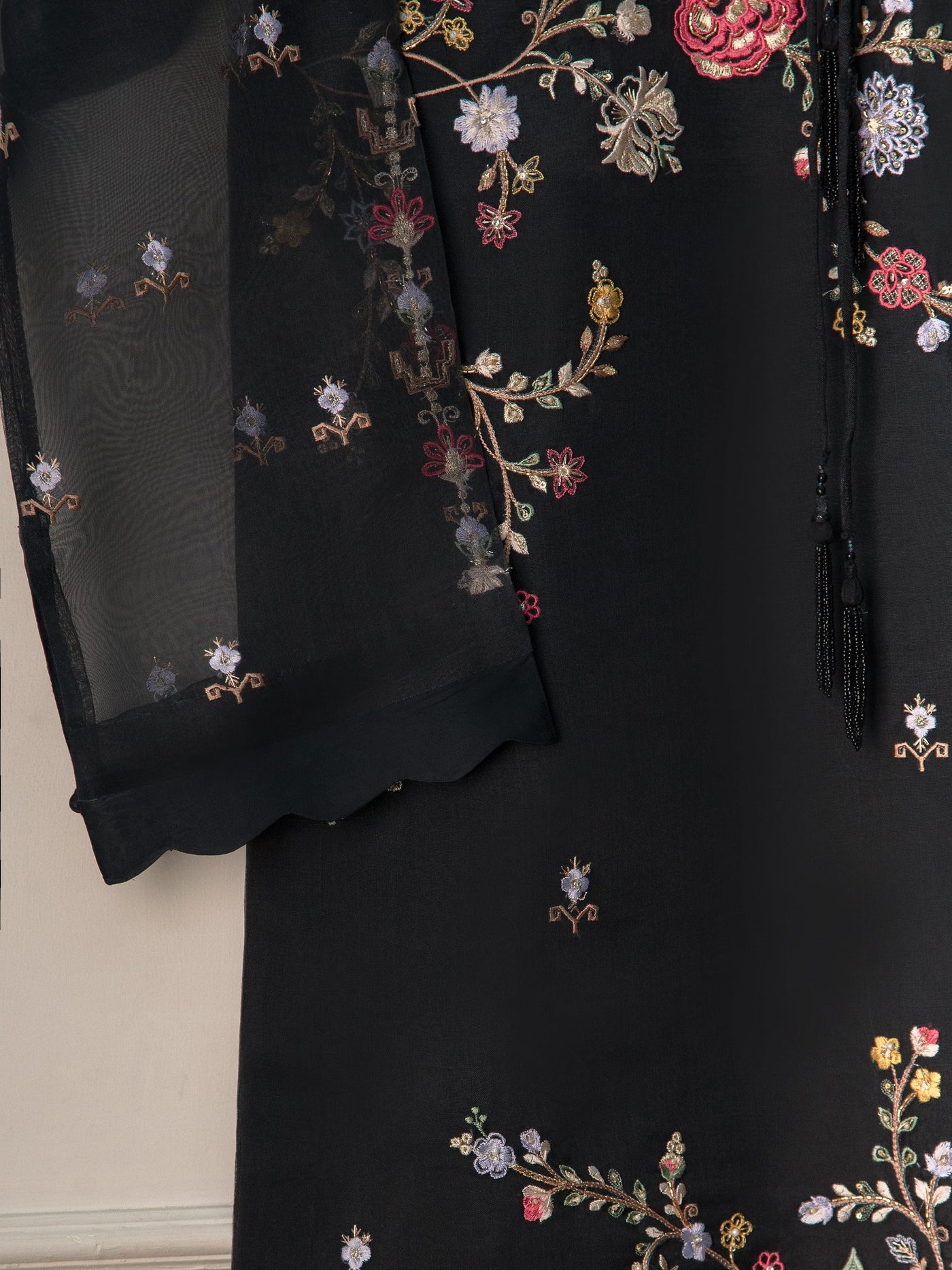 3 Piece- Pure Organza Embroidered Suit