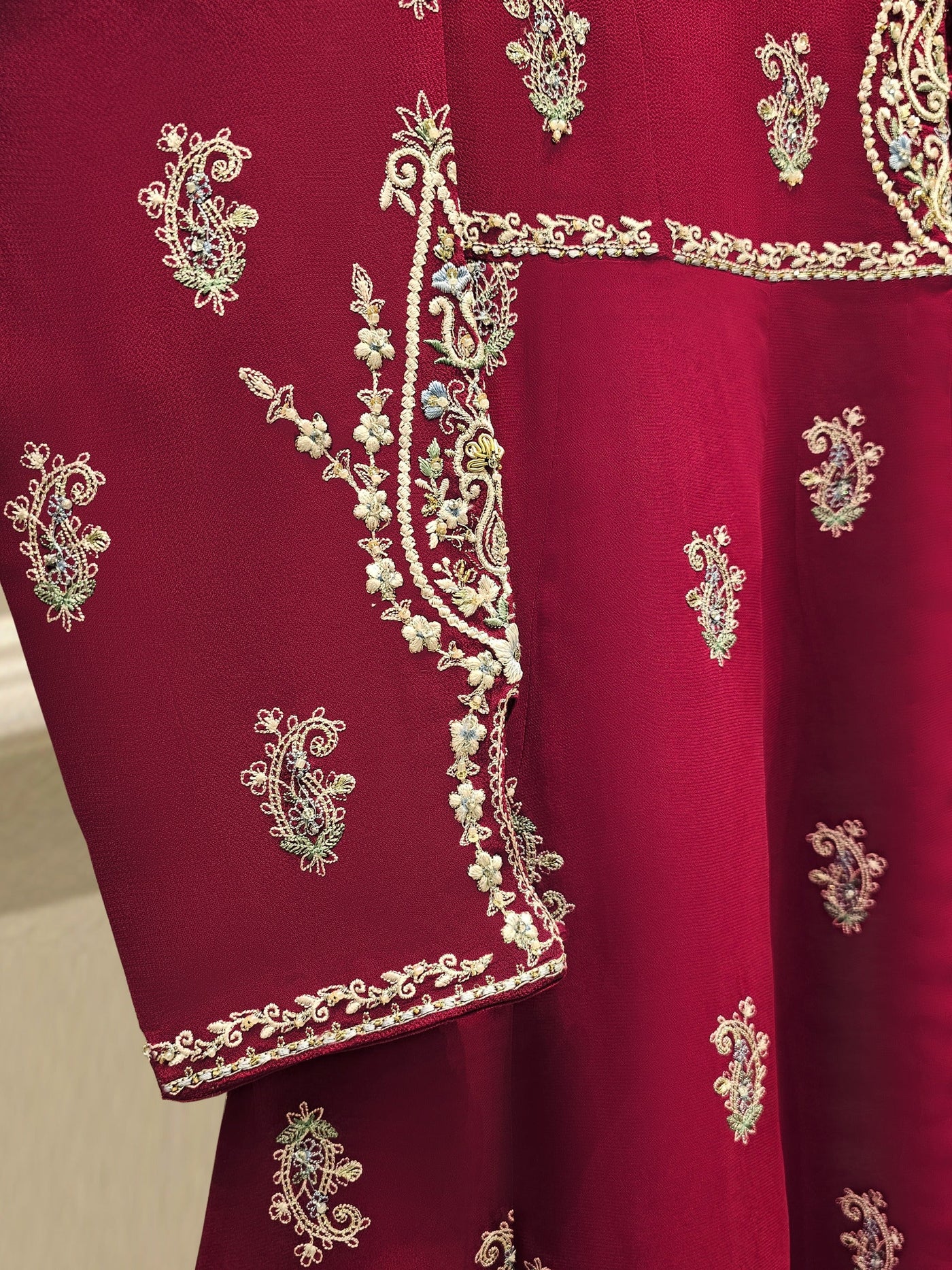 3 Piece - Pure Chiffon Embroidered Frock