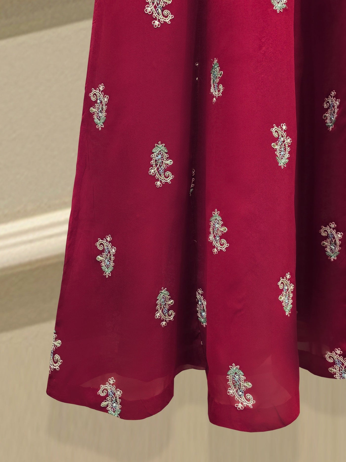 3 Piece - Pure Chiffon Embroidered Frock
