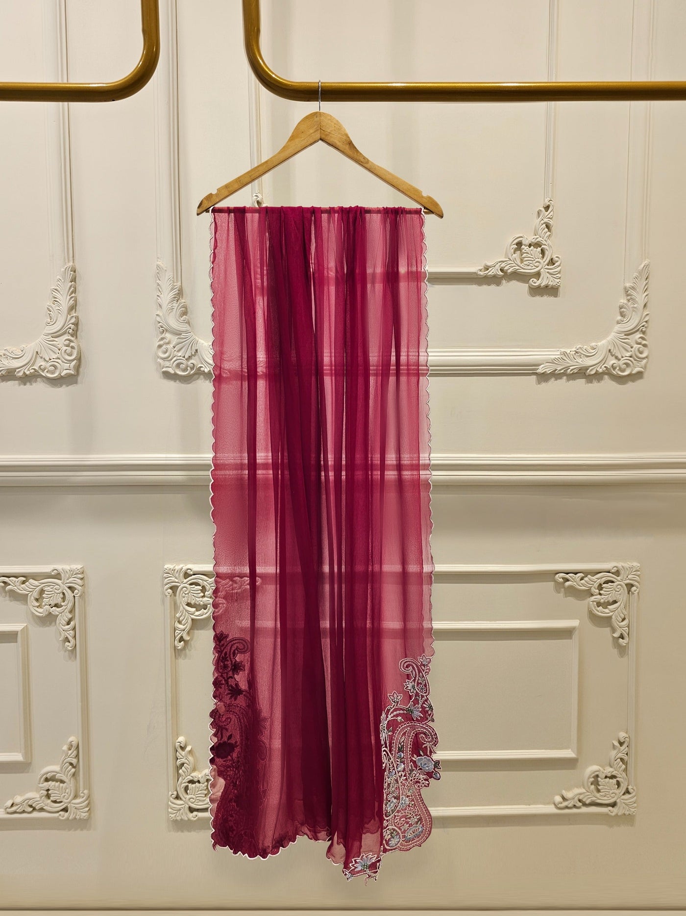3 Piece - Pure Chiffon Embroidered Frock