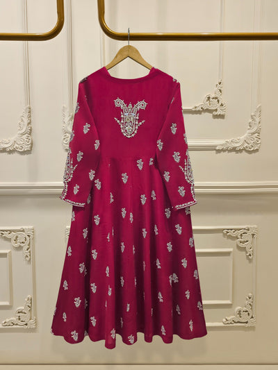 3 Piece - Pure Chiffon Embroidered Frock