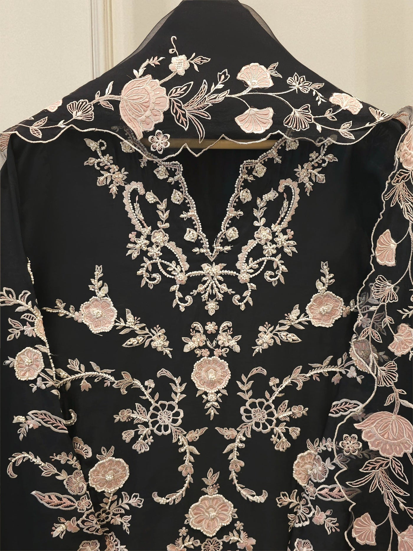 3 Piece- Pure Khadi Silk Embroidered Suit