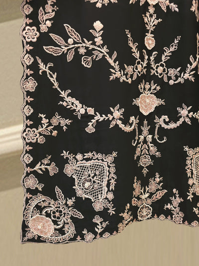3 Piece- Pure Khadi Silk Embroidered Suit