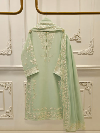 3 Piece - Pure Chiffon Embroidered Suit
