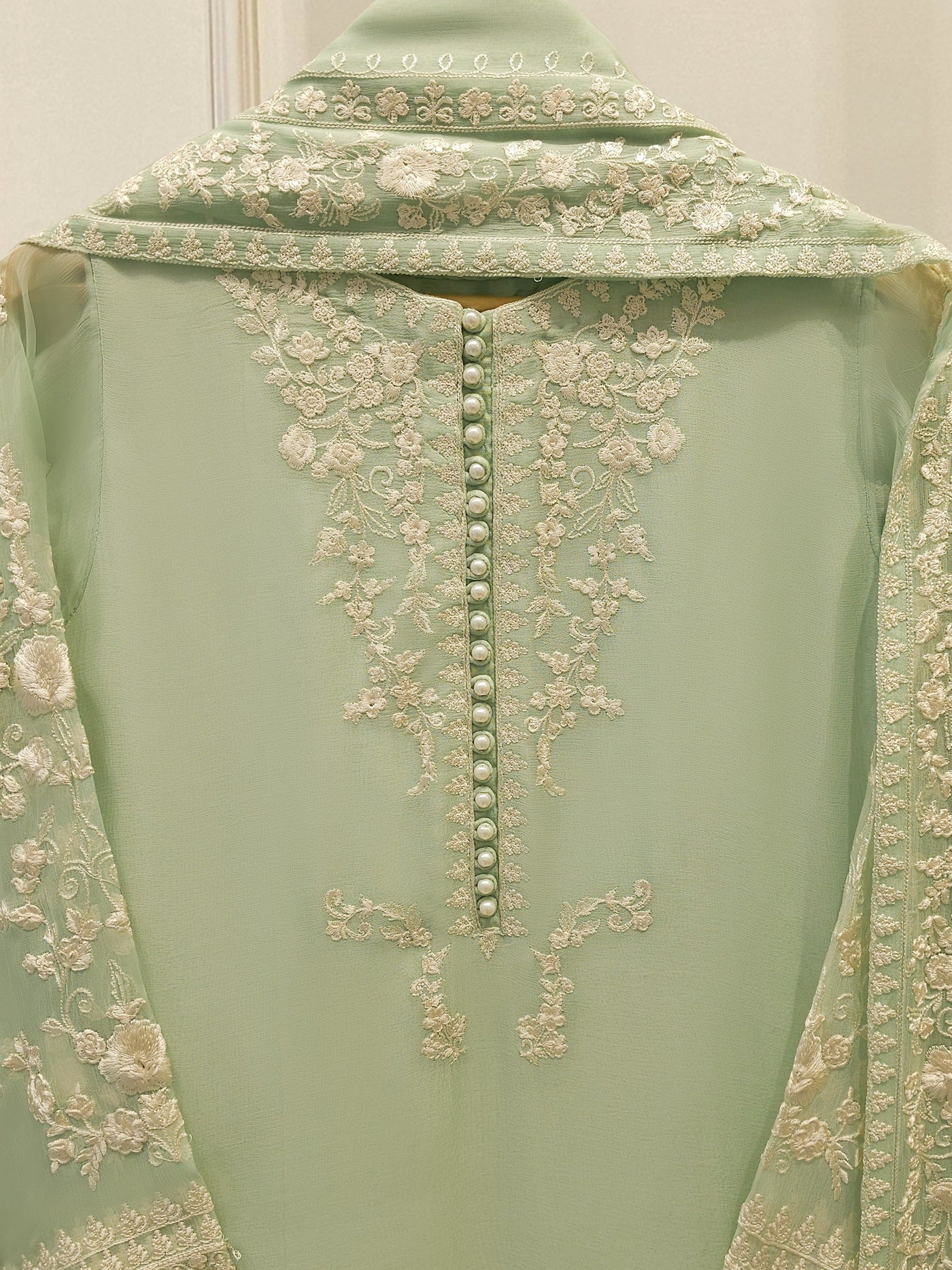 3 Piece - Pure Chiffon Embroidered Suit