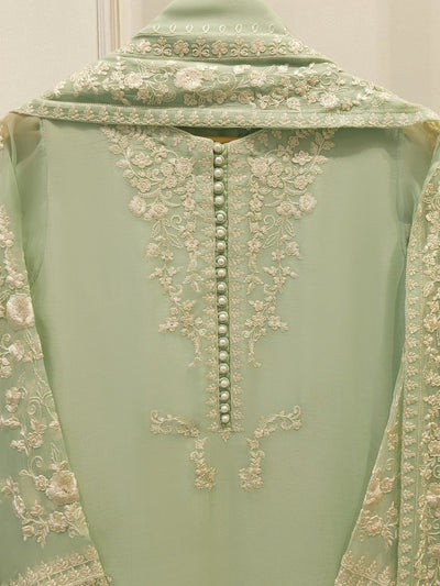 3 Piece - Pure Chiffon Embroidered Suit