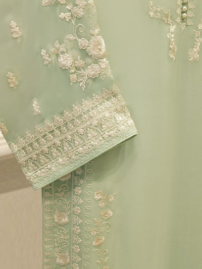 3 Piece - Pure Chiffon Embroidered Suit