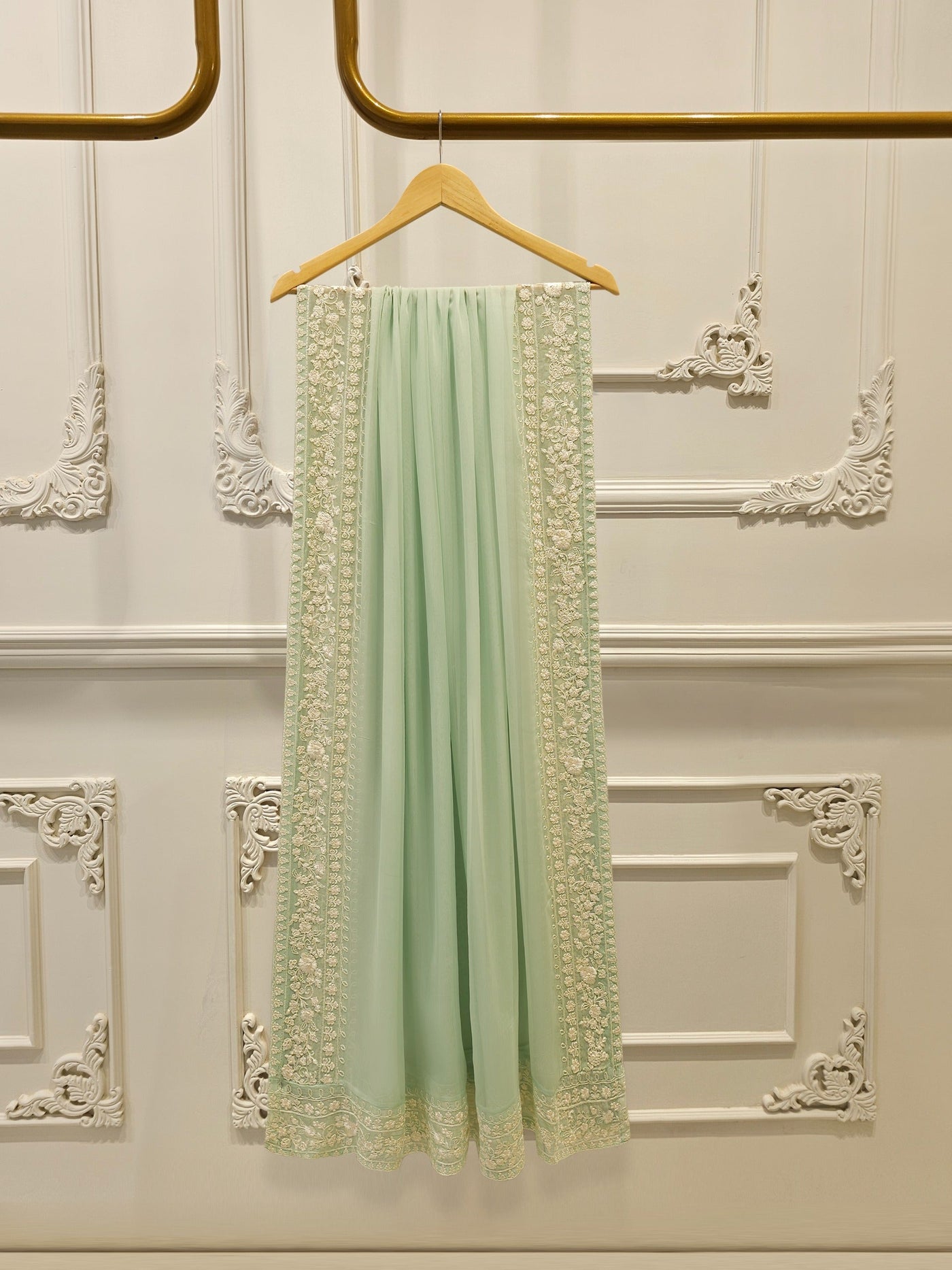 3 Piece - Pure Chiffon Embroidered Suit