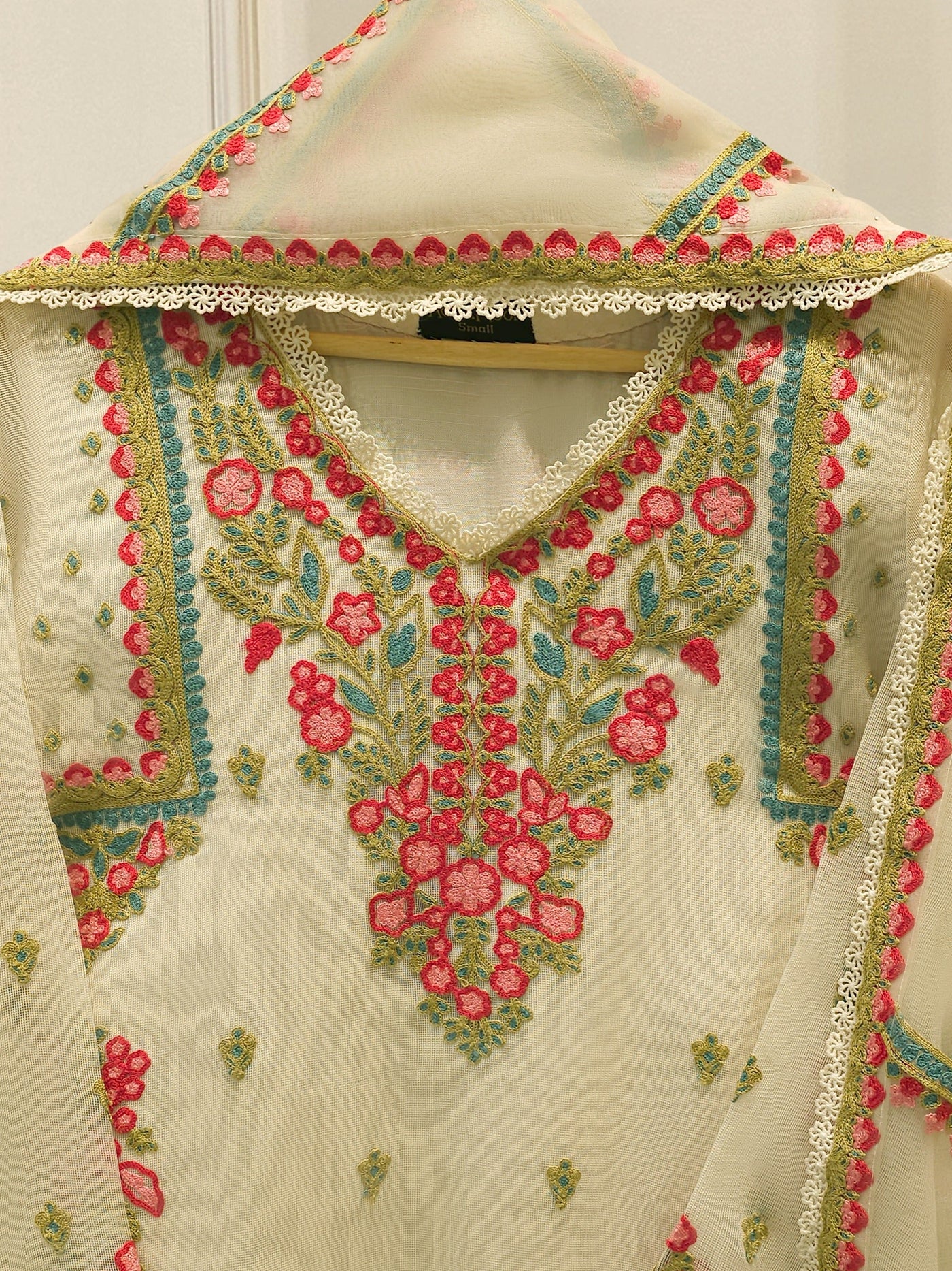 3 Piece - Pure Embroidered Cotton Net Suit