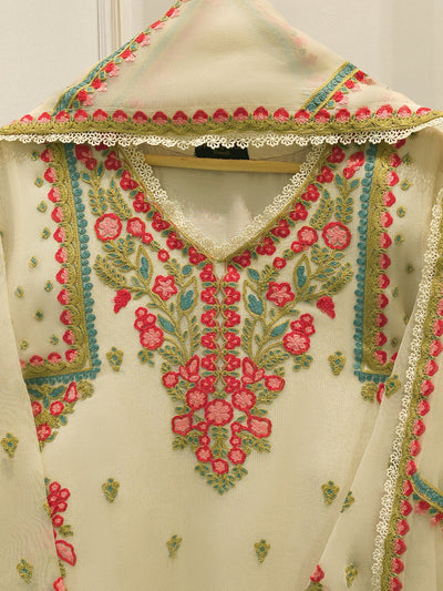 3 Piece - Pure Embroidered Cotton Net Suit