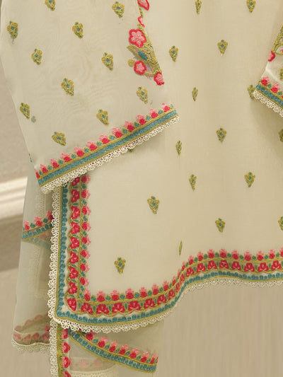 3 Piece - Pure Embroidered Cotton Net Suit