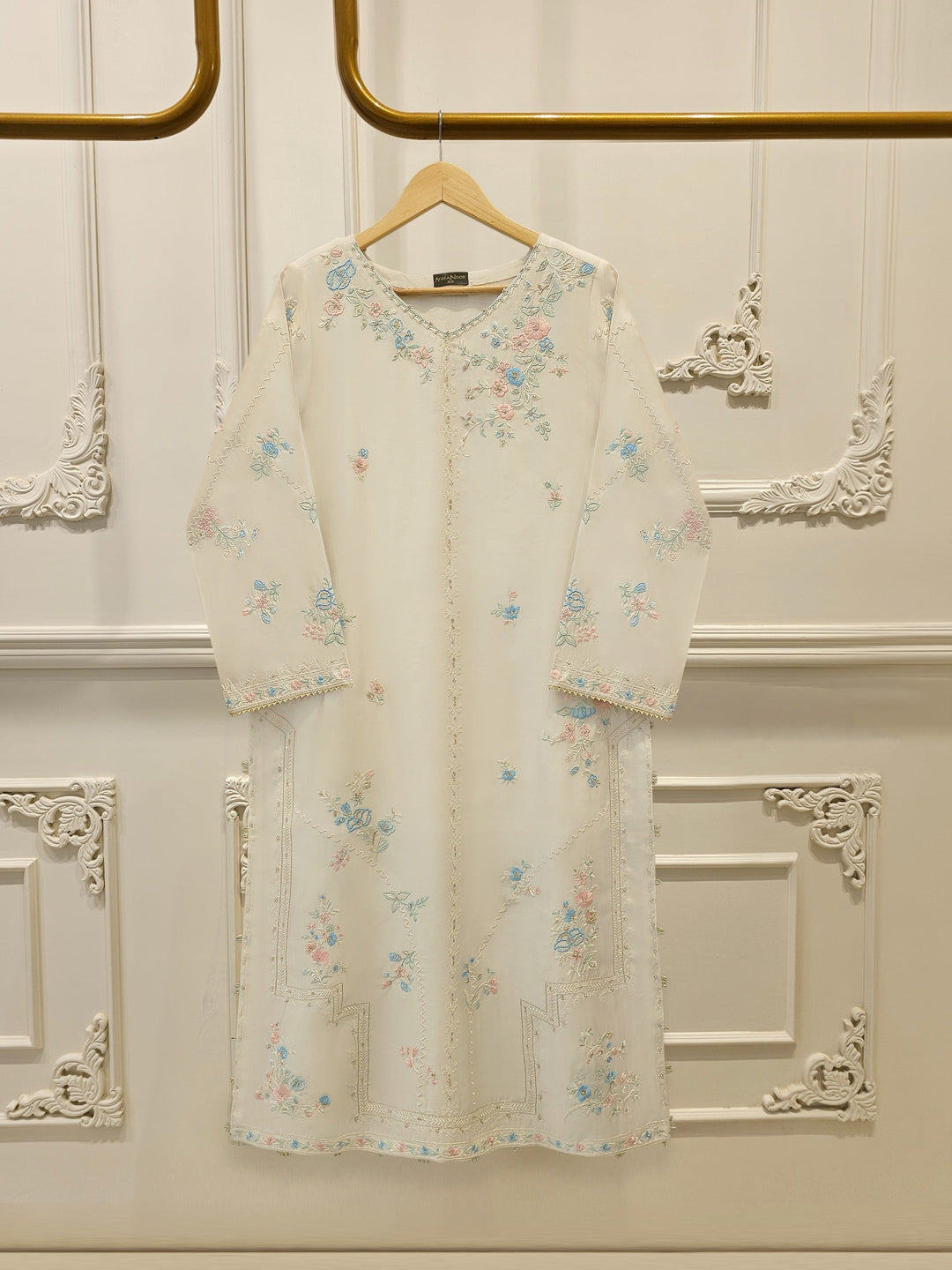 Pure Embroidered Sheesha Silk Shirt