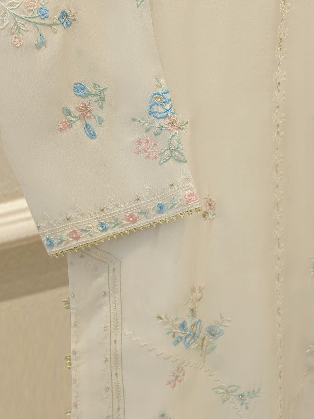 Pure Embroidered Sheesha Silk Shirt