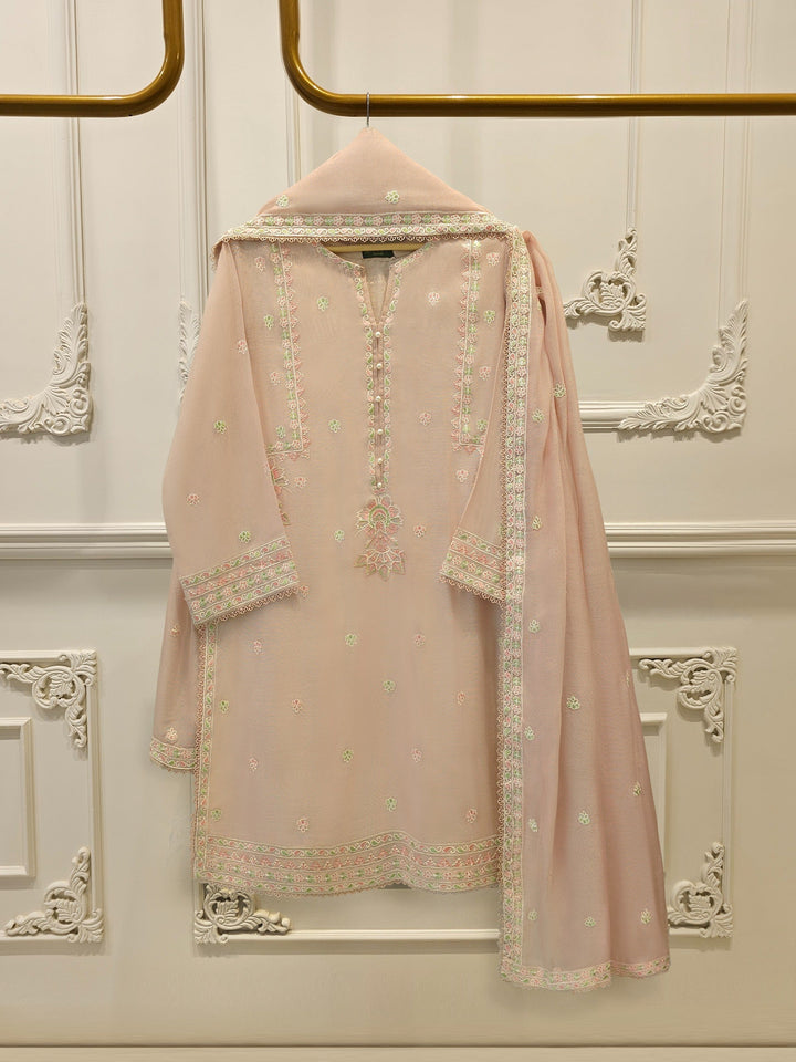 3 Piece - Pure Embroidered Cotton Net Suit