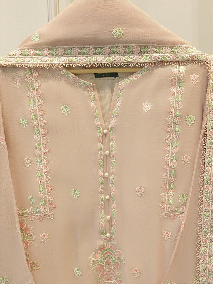 3 Piece - Pure Embroidered Cotton Net Suit