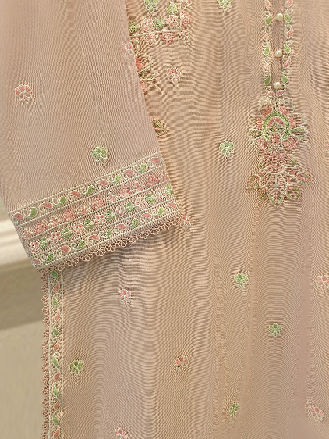 3 Piece - Pure Embroidered Cotton Net Suit