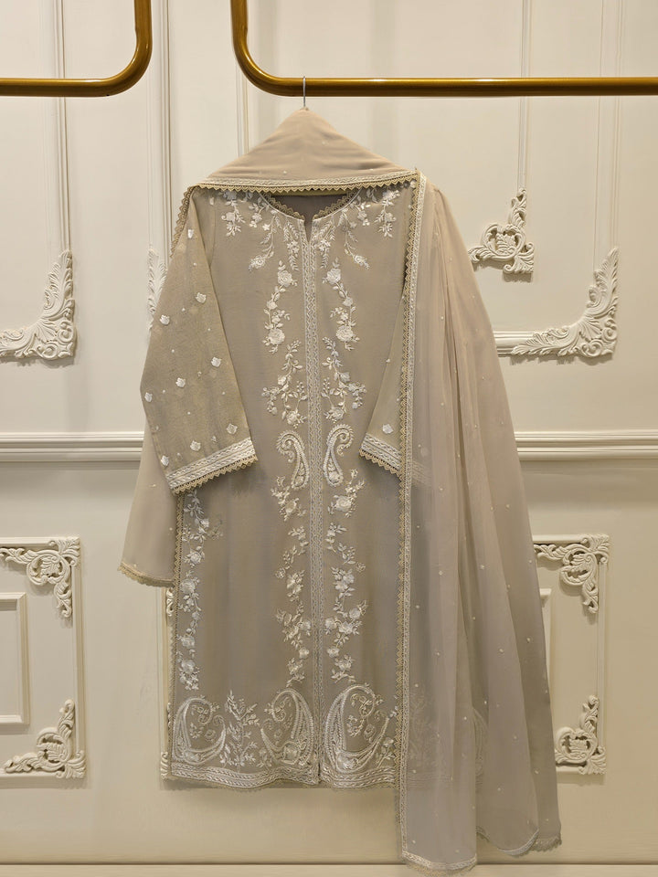 3 Piece - Pure Embroidered Cotton Net Suit