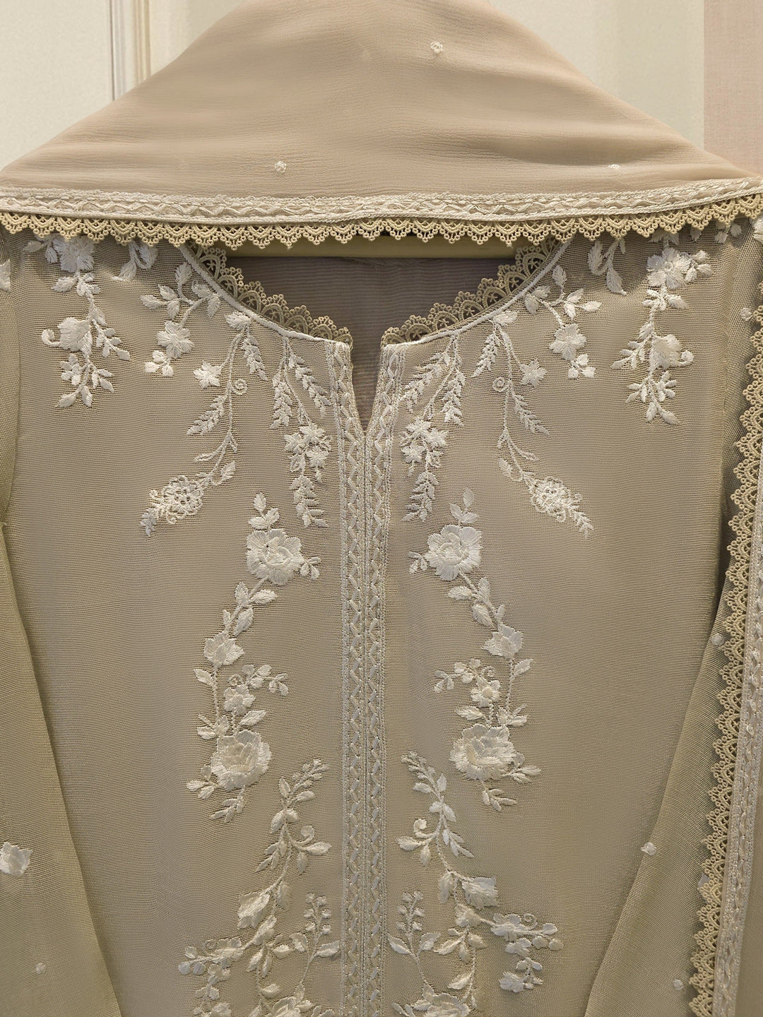 3 Piece - Pure Embroidered Cotton Net Suit