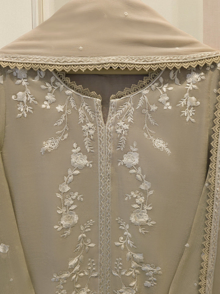 3 Piece - Pure Embroidered Cotton Net Suit