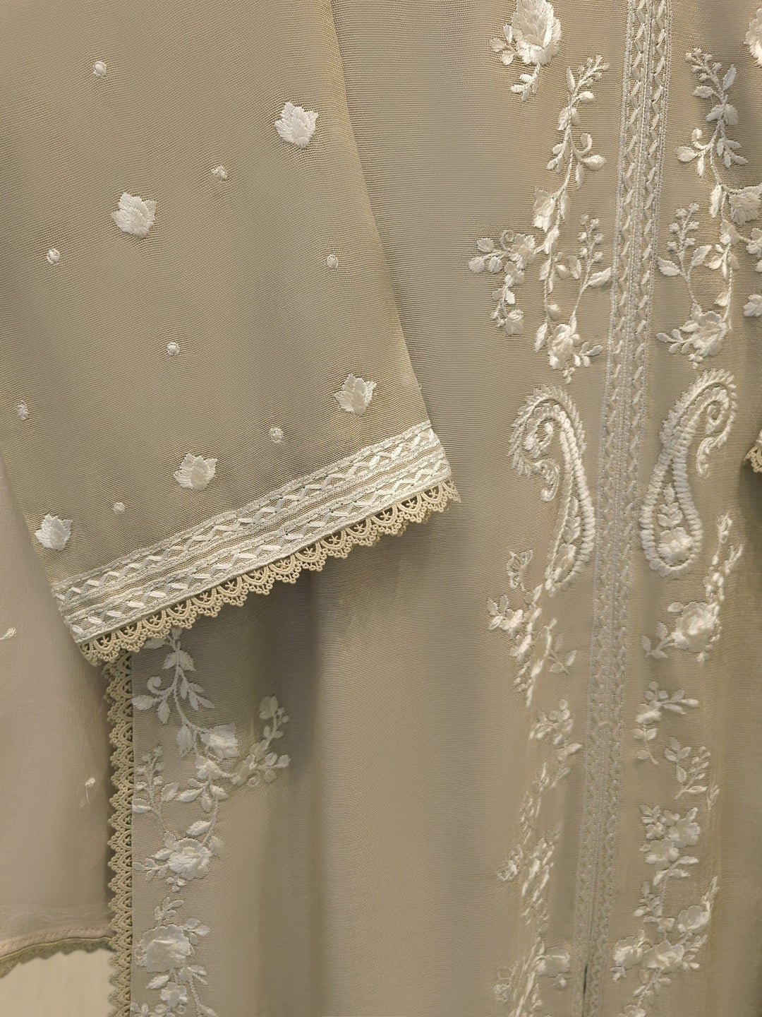 3 Piece - Pure Embroidered Cotton Net Suit