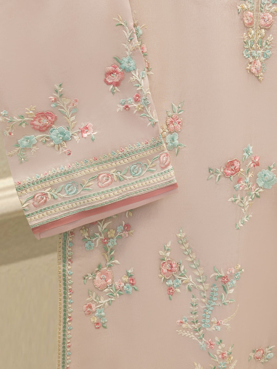 3 Piece - Pure Organza Embroidered Suit