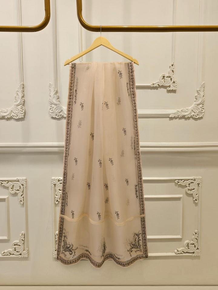 3 Piece- Pure Sheesha Silk Embroidered Suit