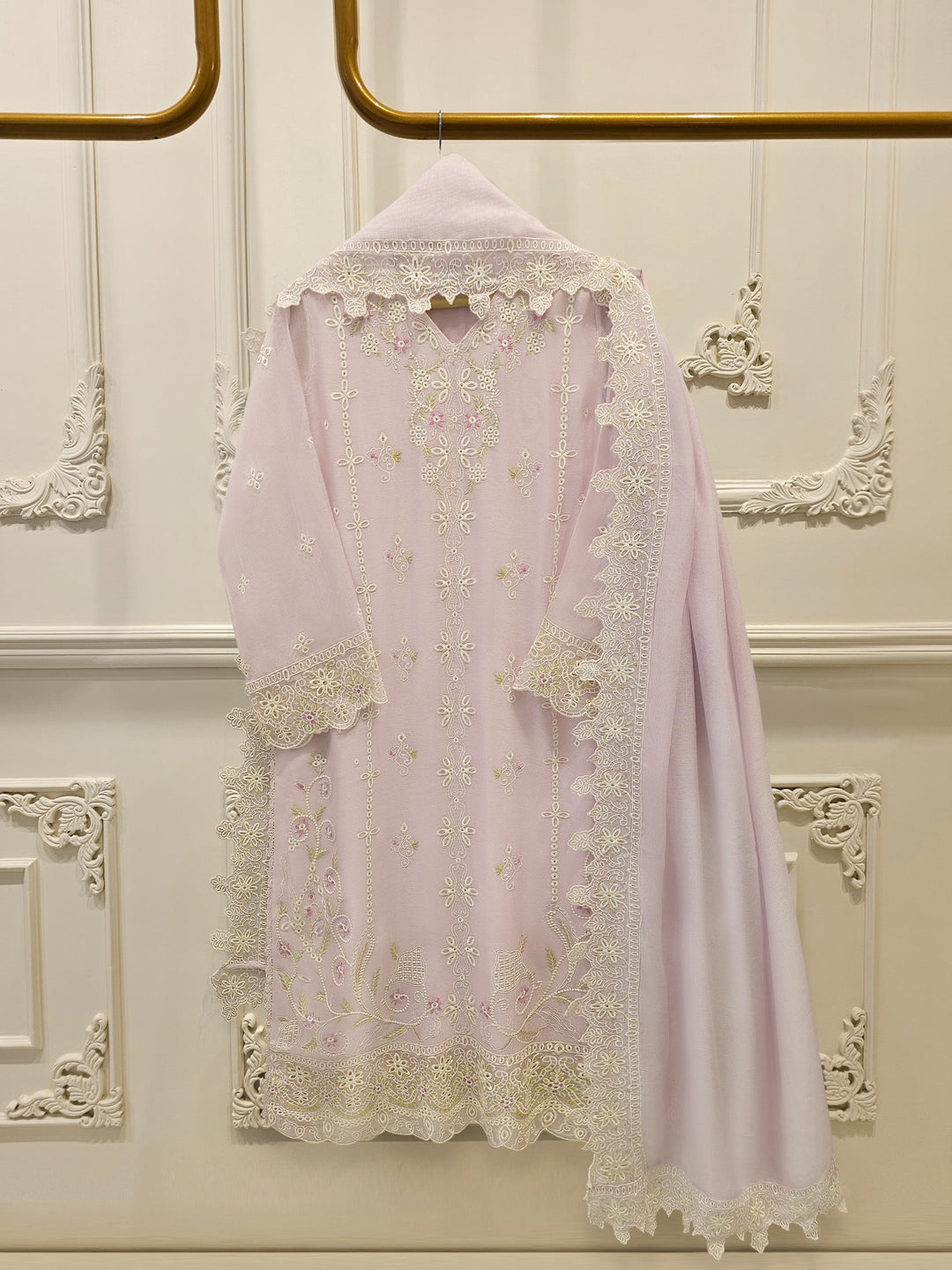 3 Piece - Pure Embroidered Cotton Net Suit