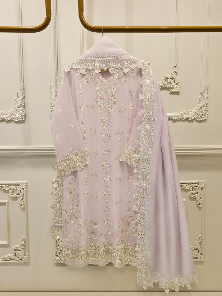 3 Piece - Pure Embroidered Cotton Net Suit