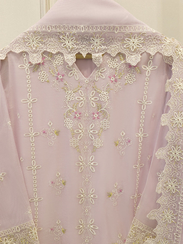 3 Piece - Pure Embroidered Cotton Net Suit