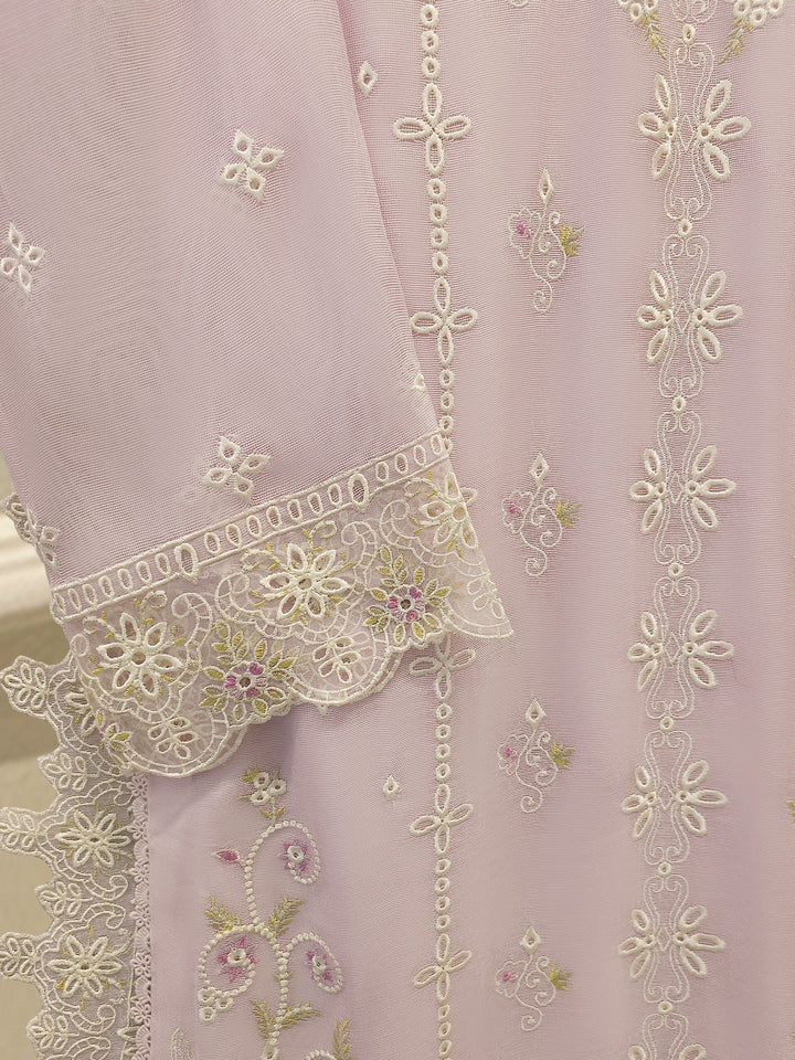 3 Piece - Pure Embroidered Cotton Net Suit