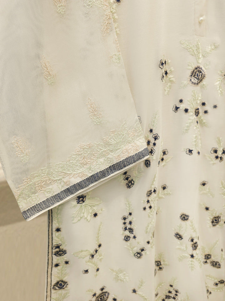 3 Piece - Pure Embroidered Cotton Net Suit