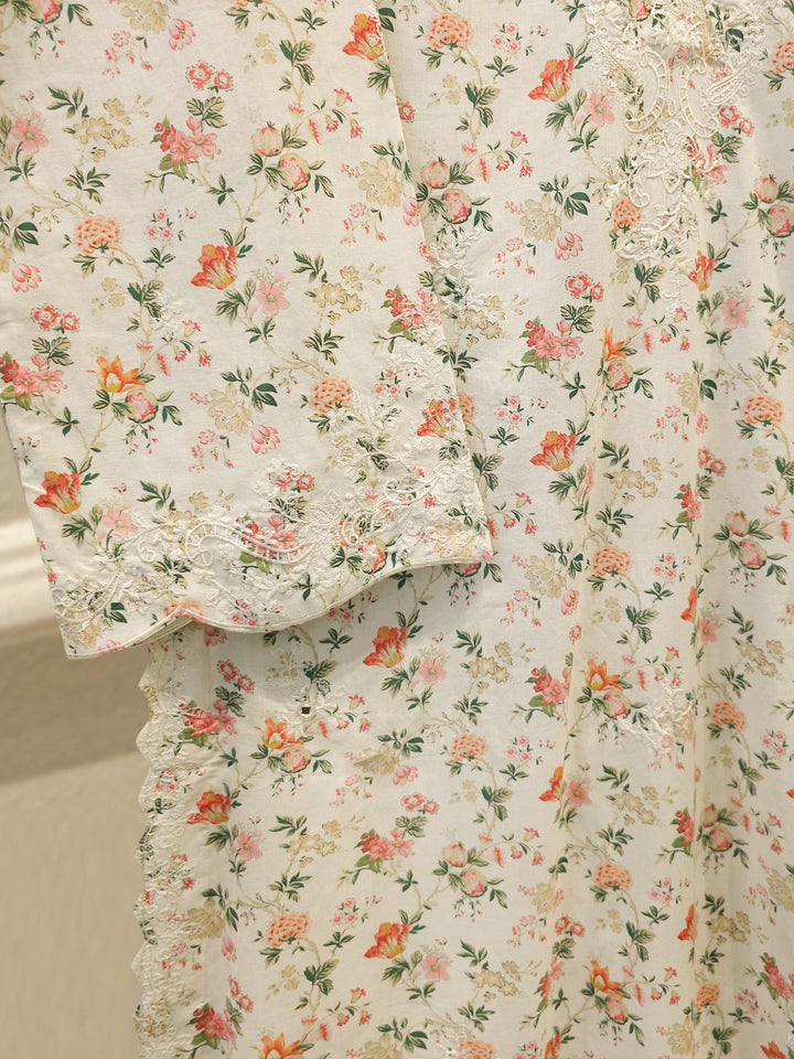 2-Piece Digital Printed Cambric Embroidered Suit