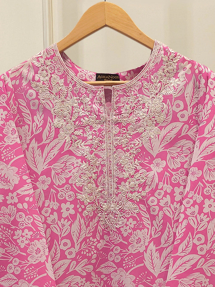 2 Piece - Embroidered Digital Printed Cambric Suit